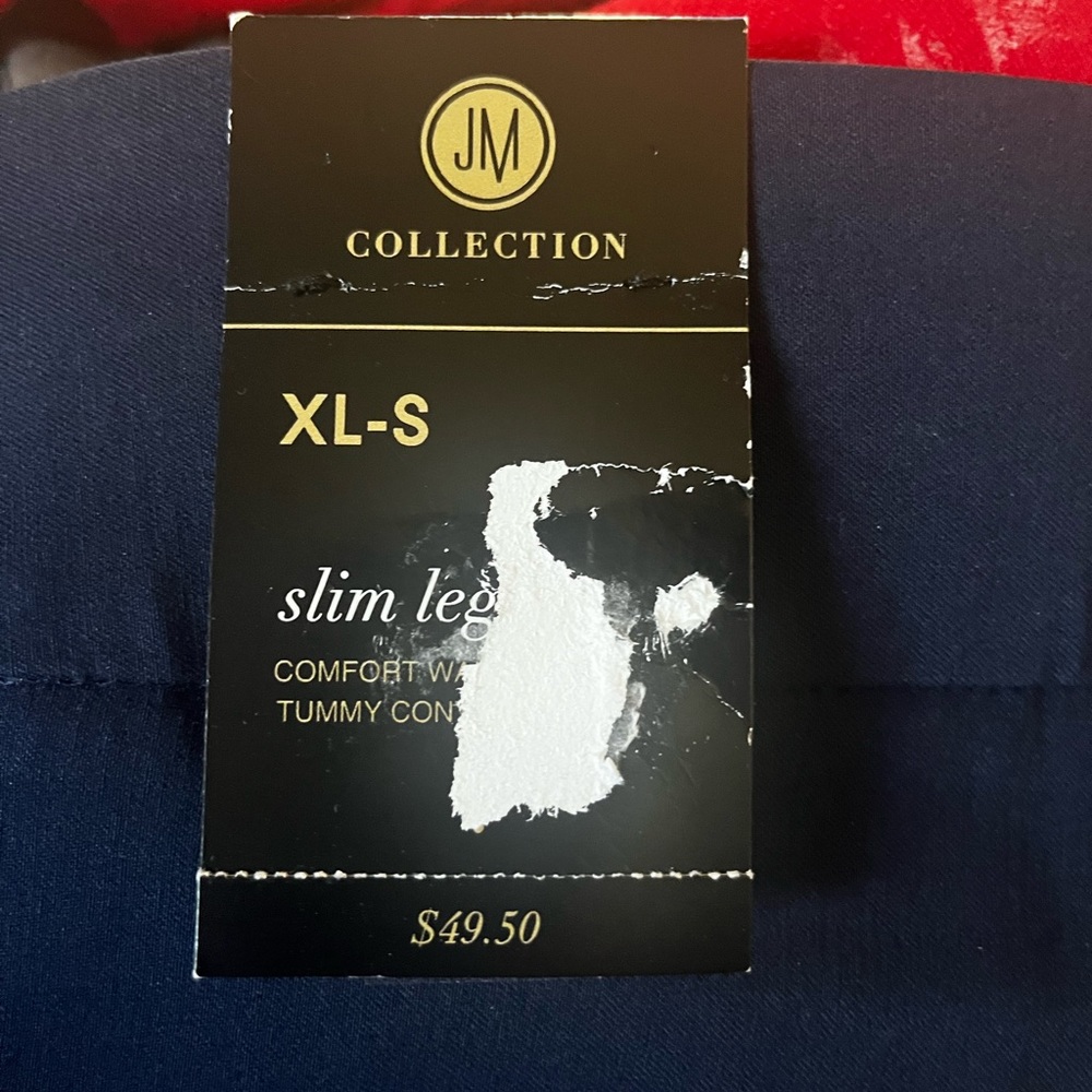 JM Collection Blue Chinos StraightLeg Design pants. Women’s size XL short. NWT - Picture 7 of 9